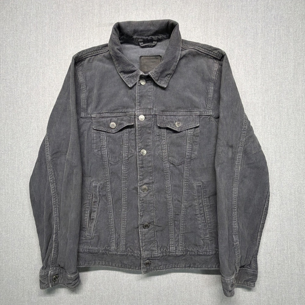 Vintage Abercrombie & Fitch Corduroy Trucker Jacket Mens Large Black Heavyweight